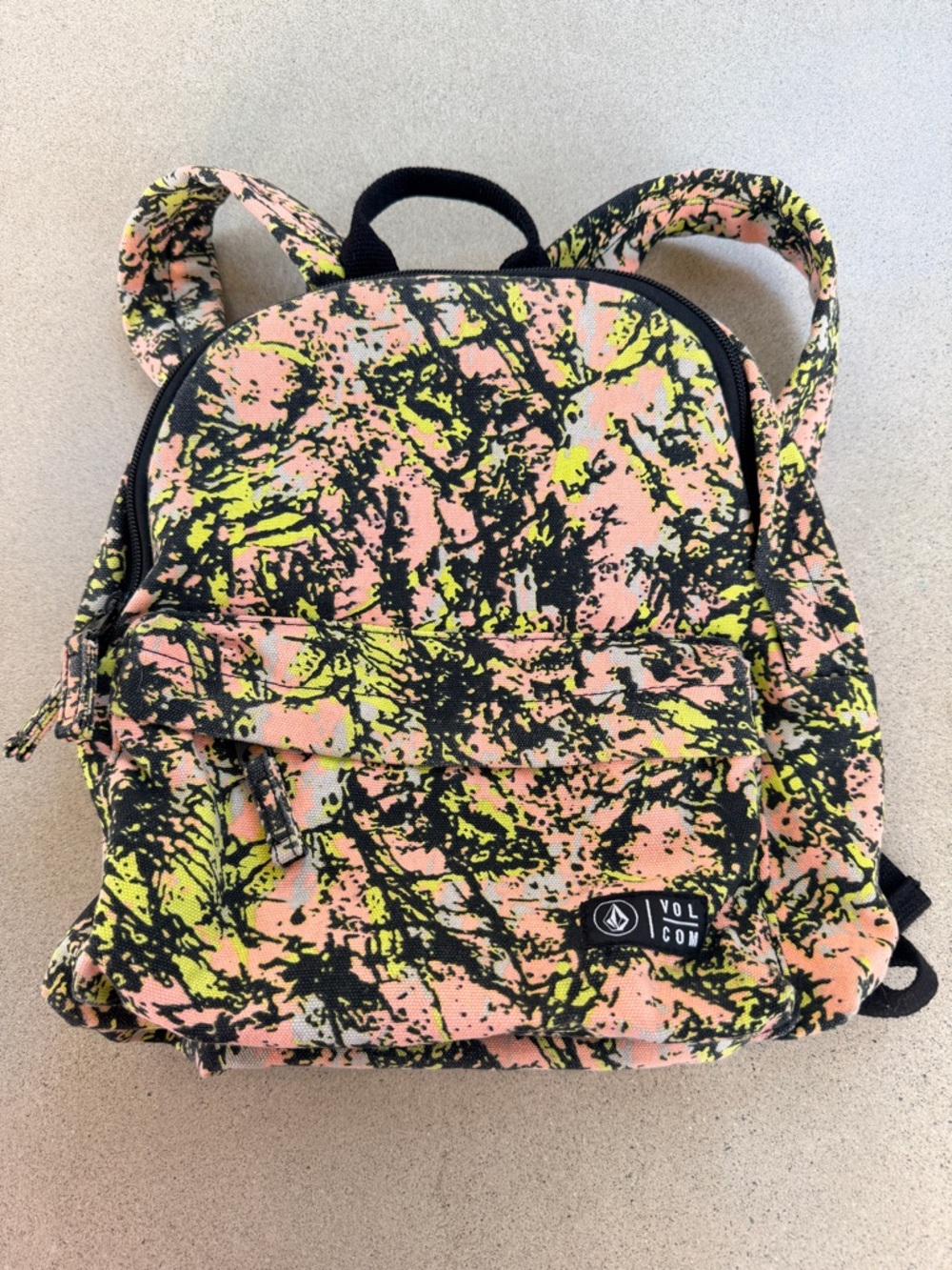 Volcom Mini Backpack Coral Black Abstract Canvas Small Bag
